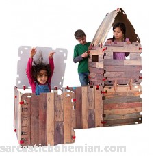 Fantasy Fort Kit Pretend Play Construction Building Set Indoor Playhouse Heavy Duty Faux Wood Panels Each Panel 22 x 22 Inches 32 Pieces B01NAAU0WX